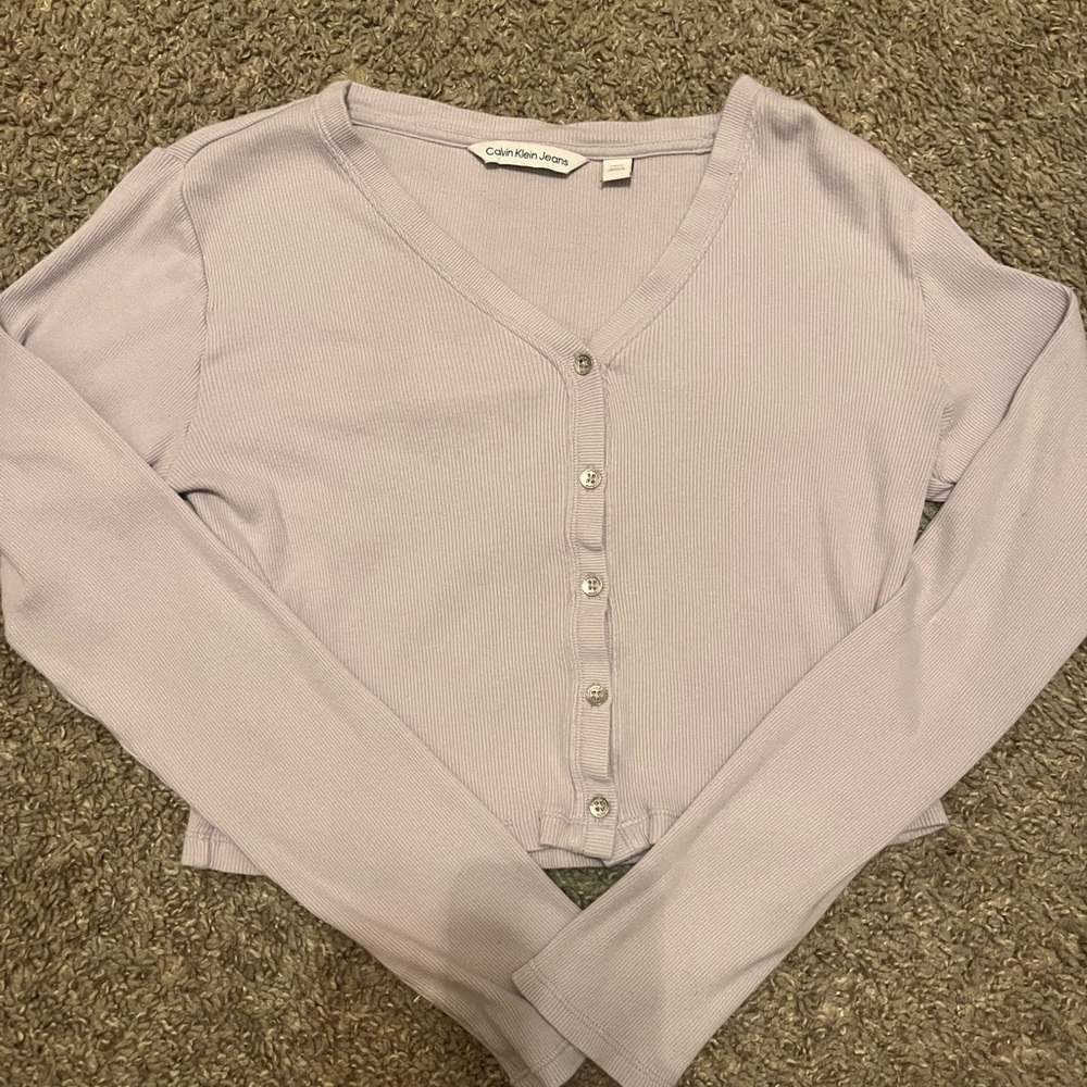 Calvin Klein Women's Lavender Button-Up Top